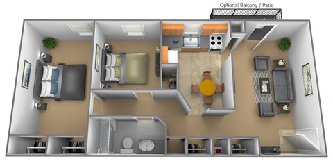 a floor plan of a 1 bedroom apartment at the crossings at white marsh apartments in white marsh at Hyde Park Apartments*, Essex, MD 21221